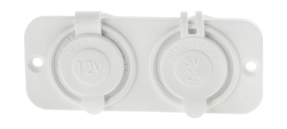 Панель с USB-разъемом 5В 2.1А и прикуривателем, белая Панель с USB-разъемом 5В 2.1А и прикуривателем, белая