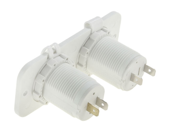 Панель с USB-разъемом 5В 2.1А и прикуривателем, белая Панель с USB-разъемом 5В 2.1А и прикуривателем, белая