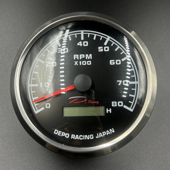 Тахометр 0-8000 об/мин д.110мм (черный, хромированный ободок) (DEPO) Тахометр 0-8000 об/мин д.110мм (черный, хромированный ободок) (DEPO)