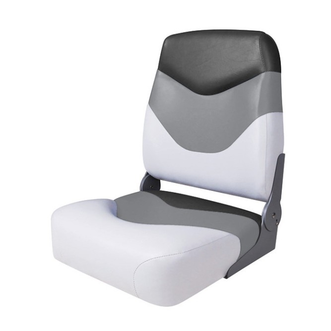 Сиденье мягкое складное Premium High Back Boat Seat, бело-серое