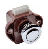 Замок дверной врезной, хромированный, коричневый корпус, D20мм Замок дверной врезной, хромированный, коричневый корпус, D20мм