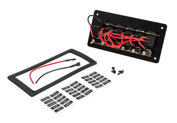 Панель бортового питания 5 переключателей, USB зарядка, индикация, автоматы Панель бортового питания 5 переключателей, USB зарядка, индикация, автоматы