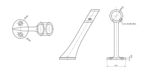 Стойка поручня проходная под трубу 7/8" (22 мм), продольная, высота 127 мм