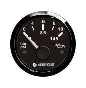 Указатель давления масла 0-10 бар, черный циферблат, черный ободок, д. 52 мм, Marine Rocket Указатель давления масла 0-10 бар, черный циферблат, черный ободок, д. 52 мм, Marine Rocket