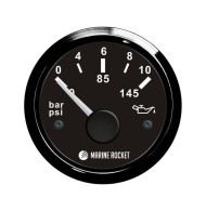 Указатель давления масла 0-10 бар, черный циферблат, черный ободок, д. 52 мм, Marine Rocket Указатель давления масла 0-10 бар, черный циферблат, черный ободок, д. 52 мм, Marine Rocket