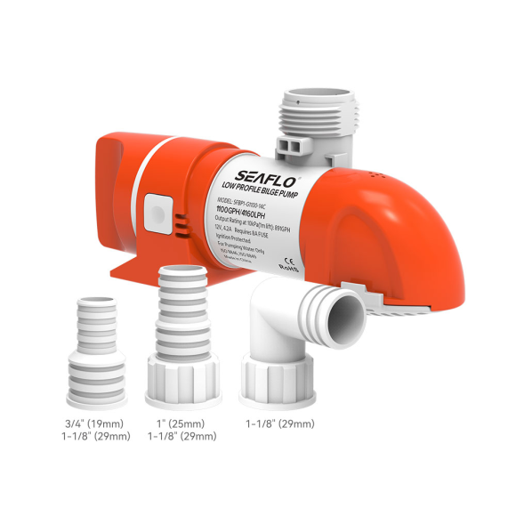 Помпа водооткачивающая автоматическая SeaFlo трюмная, 12V 800 галлон/час, патрубок 19/25/29 мм