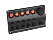 Панель бортового питания 5 переключателей, USB зарядка, индикация, автоматы Панель бортового питания 5 переключателей, USB зарядка, индикация, автоматы