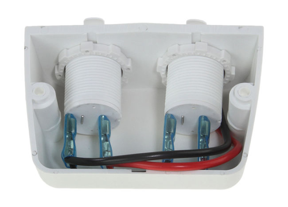 Разъем прикуривателя двойной для крепления на приборной панели, белый