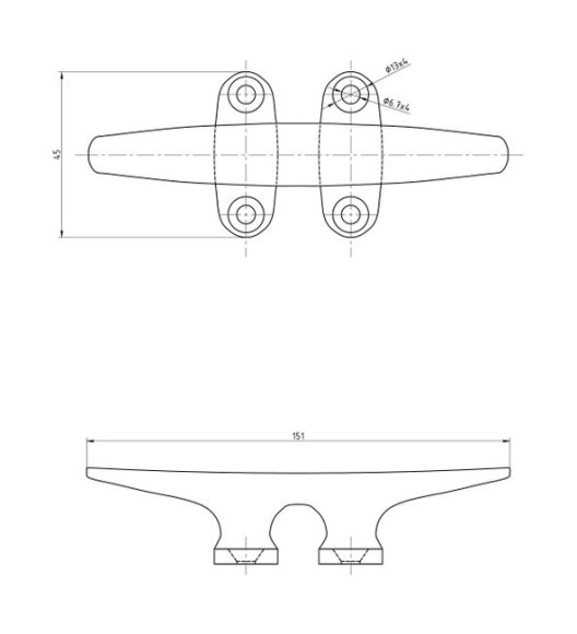 Утка швартовая 152 мм, нержавеющая