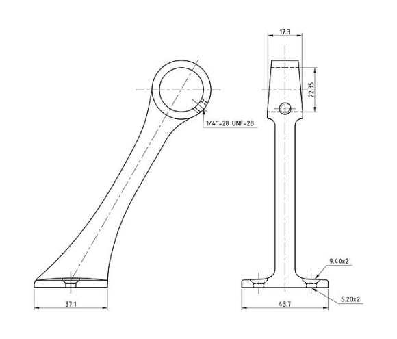 Стойка поручня проходная под трубу 7/8" (22 мм), поперечная, высота 127 мм