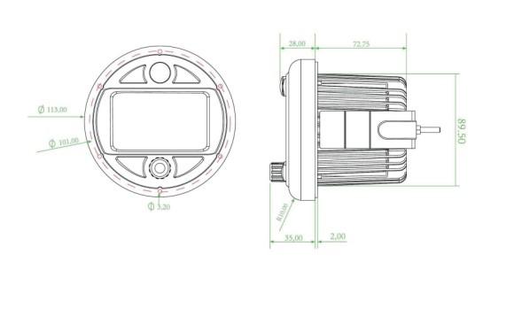 Морская магнитола MRH-301, Zone Control, серебристый ободок, Marine Rocket