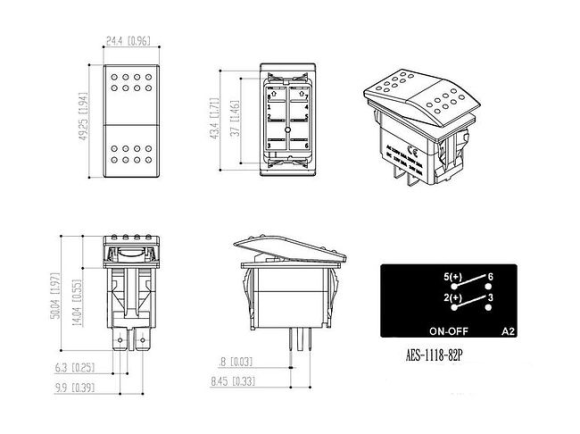 Переключатель двухпозиционный ON-OFF 12 В/20А 4Р