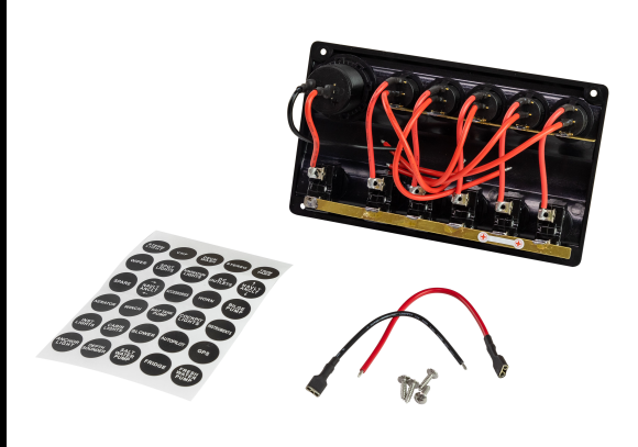 Панель бортового питания 5 переключателей, разъем прикуривателя, индикация, автоматы