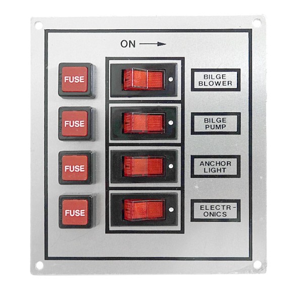 Панель переключателей 4шт вертикальная серая из алюминия Панель переключателей 4шт вертикальная серая из алюминия