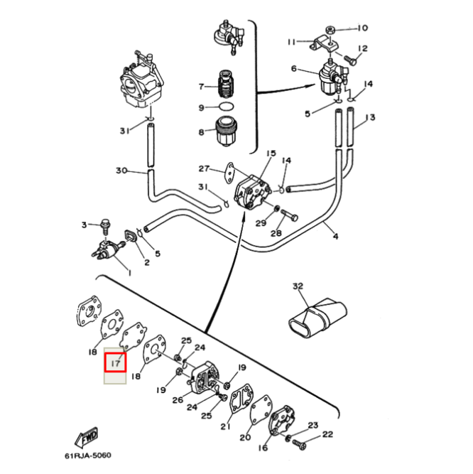 Мембрана топливного насоса Yamaha 20-90 (RT)