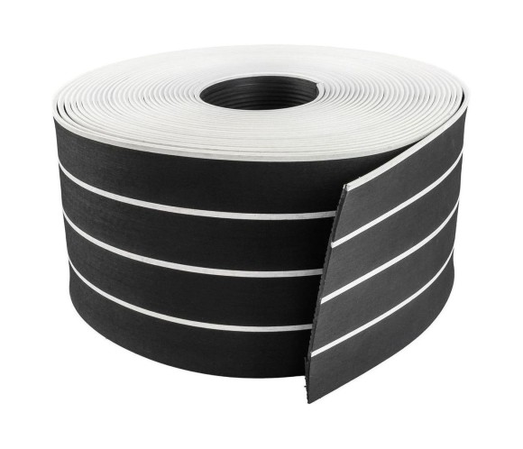 Покрытие палубное 200ммx5мм, черный, белая полоса, Marine Rocket,уценен
