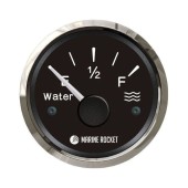 Указатель уровня пресной воды 240-33 Ом (US), черный циферблат, нержавеющий ободок, д. 52 мм, Marine Rocket
