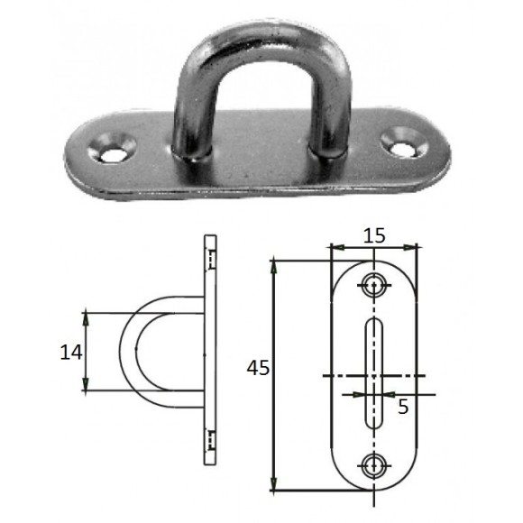 Планка овальная с проушиной 5 мм AISI 304 Планка овальная с проушиной 5 мм AISI 304