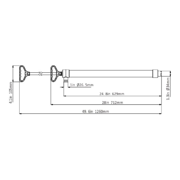 Помпа водооткачивающая ручная SeaFlo поршневая, 42 л/мин, патрубок 26,5мм,длина 1260мм