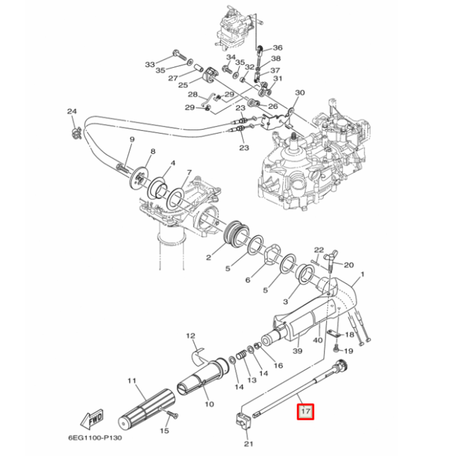 Тяга румпеля Yamaha 3; 6-30; F2-9.9 л.с (15F-04.07.05) (Omax)