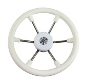 Рулевое колесо LEADER TANEGUM белый обод серебряные спицы д. 330 мм