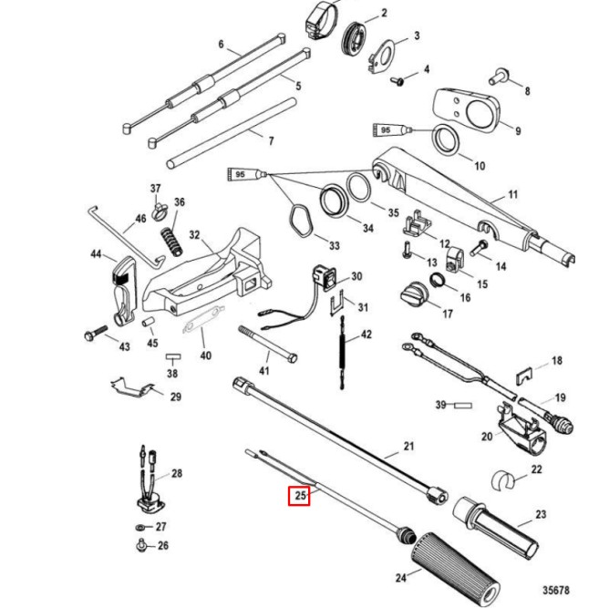 Кнопка СТОП Mercury(Yamaha) 25/30/40 (6A0-82550-01)  (Quicksilver)