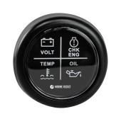 Указатель аварийной сигнализации двигателя, черный циферблат, черный ободок, д. 52 мм, Marine Rocket Указатель аварийной сигнализации двигателя, черный циферблат, черный ободок, д. 52 мм, Marine Rocket
