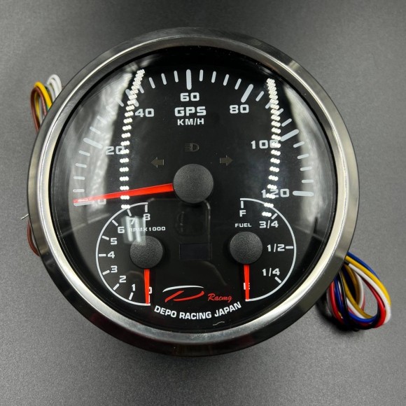 Прибор многофункциональный электронный 3в1 (д.110мм; черный, хромированный ободок) (DEPO) Прибор многофункциональный электронный 3в1 (д.110мм; черный, хромированный ободок) (DEPO)