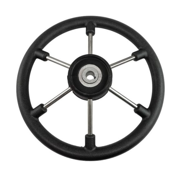 Рулевое колесо LEADER TANEGUM черный обод серебряные спицы д. 330 мм