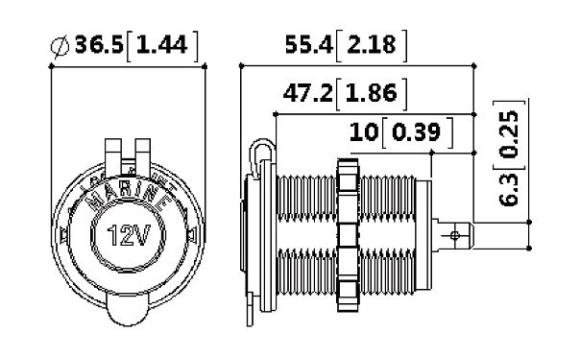 Разъем прикуривателя врезной, чёрный