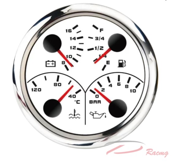 Прибор многофункциональный аналоговый 4в1 (д.85мм;белый, хромированный ободок) (DEPO) Прибор многофункциональный аналоговый 4в1 (д.85мм;белый, хромированный ободок) (DEPO)