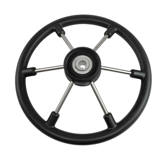 Рулевое колесо LEADER TANEGUM черный обод серебряные спицы д. 360 мм