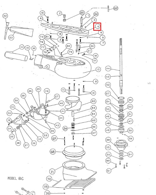 Переходная плита водомета Yamaha 40X (средняя серия) (T40-30001; 1366) (PREMARINE)