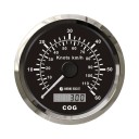 GPS-спидометр аналоговый 0-60 узлов, черный циферблат, нержавеющий ободок, выносная антенна, д. 85 мм, Marine Rocket