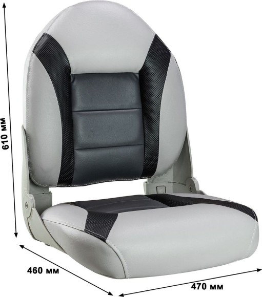 Кресло мягкое складное, обивка винил, цвет серый/черный/угольный, Marine Rocket