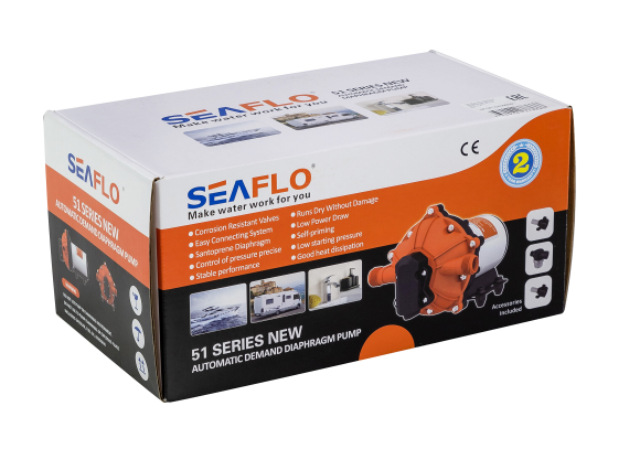Помпа водоподающая мембранная SeaFlo, 12 В, 15 л/мин, 4.2 бар, 7 А