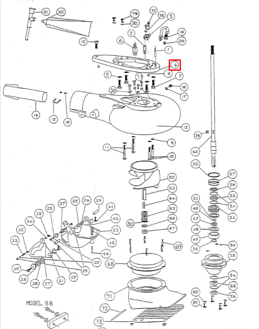 Переходная плита водомета Yamaha 30H (средняя серия) (32201-621110; 1889) (PREMARINE)