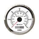 GPS-спидометр аналоговый 0-60 узлов, белый циферблат, нержавеющий ободок, выносная антенна, д. 85 мм, Marine Rocket