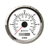 GPS-спидометр аналоговый 0-60 узлов, белый циферблат, нержавеющий ободок, выносная антенна, д. 85 мм, Marine Rocket GPS-спидометр аналоговый 0-60 узлов, белый циферблат, нержавеющий ободок, выносная антенна, д. 85 мм, Marine Rocket