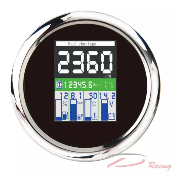 Прибор многофункциональный электронный 6в1 (д.85мм; черный, хромированный ободок) (DEPO) Прибор многофункциональный электронный 6в1 (д.85мм; черный, хромированный ободок) (DEPO)