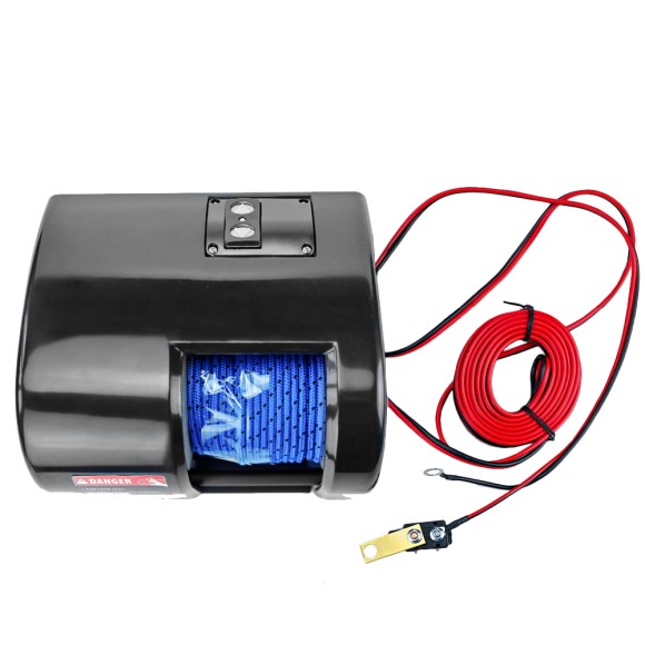 Лебедка якорная Skipper Fisher, трос 30м, беспроводной пульт ДУ, чёрная Для якоря весом до 9 кг