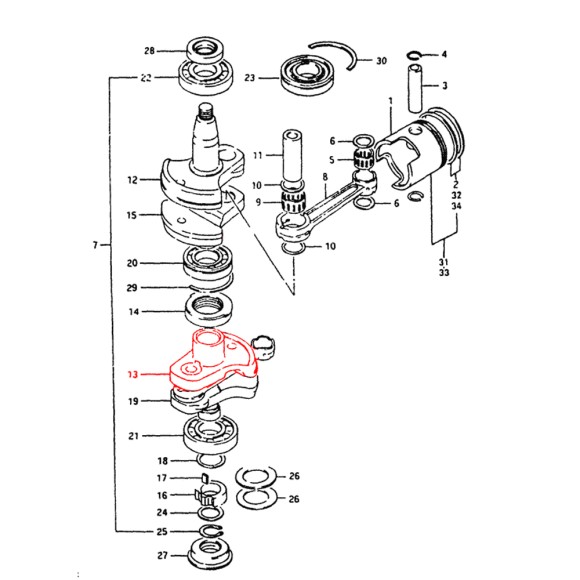 Щека (кривошип) коленвала Skipper для Suzuki DT40 Щека (кривошип) 3