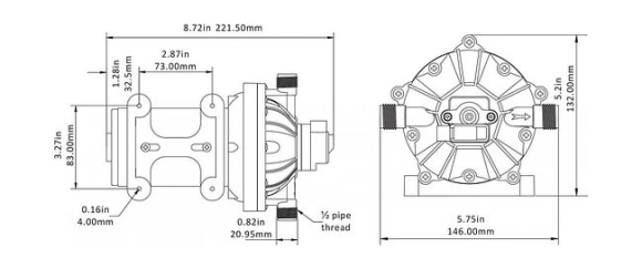 Помпа водоподающая мембранная SeaFlo, 12 В, 18.9 л/мин, 4.1 бар, 17 А Помпа водоподающая мембранная SeaFlo, 12 В, 18.9 л/мин, 4.1 бар, 17 А