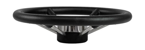 Рулевое колесо LEADER PLAST черный обод серебряные спицы д. 360 мм