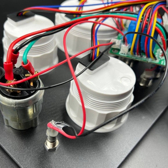 Прибор многофункциональный электронный 5в1 (д.85мм; черный, хромированный ободок) (DEPO) Прибор многофункциональный электронный 5в1 (д.85мм; черный, хромированный ободок) (DEPO)