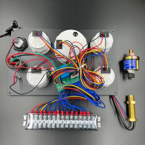 Прибор многофункциональный электронный 5в1 (д.85мм; черный, хромированный ободок) (DEPO)