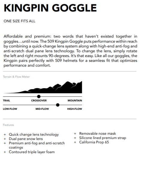 Очки 509 Kingpin XL без подогрева Black with Yellow Очки 509 Kingpin XL без подогрева Black with Yellow