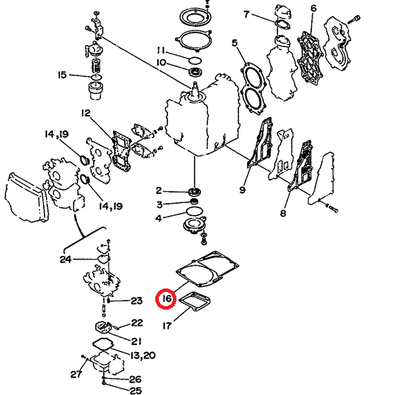 Прокладка под блок Yamaha 20-25 (Osaka)