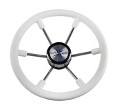 Рулевое колесо LEADER PLAST белый обод серебряные спицы д. 360 мм