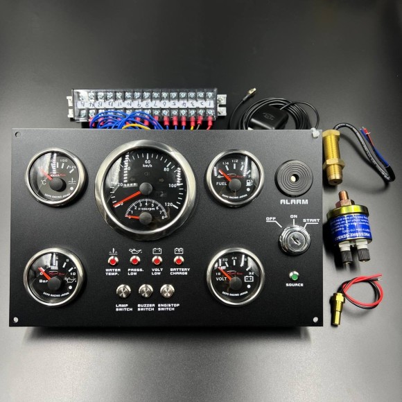 Прибор многофункциональный электронный 6в1 (д.85мм; черный, хромированный ободок) (DEPO) Прибор многофункциональный электронный 6в1 (д.85мм; черный, хромированный ободок) (DEPO)